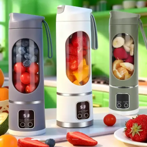Portable Blender Cup - Unisex 2-in-1 Compact Smoothie Maker with Ice-Crush Power, 12-Blade Motor, Variable Speeds, LED Display, USB Rechargeable, Leak-Proof Lid, Easy to Clean, Dorm & Gym Ready for Customizable Blending, Fresh Juice On-The-Go