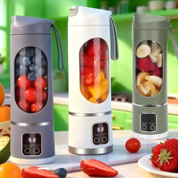 Portable Blender Cup - Unisex 2-in-1 Compact Smoothie Maker with Ice-Crush Power, 12-Blade Motor, Variable Speeds, LED Display, USB Rechargeable, Leak-Proof Lid, Easy to Clean, Dorm & Gym Ready for Customizable Blending, Fresh Juice On-The-Go