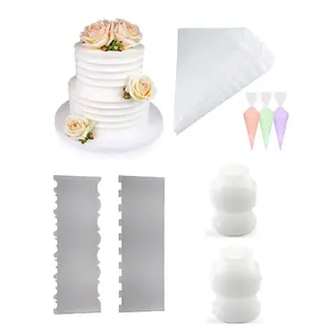 103 Piece Cake Decorating Tools Set, Stainless Steel Icing Spatula, 2 Piping Tips, 100 Pastry Bags, Smooth Edges for Large Patterns
