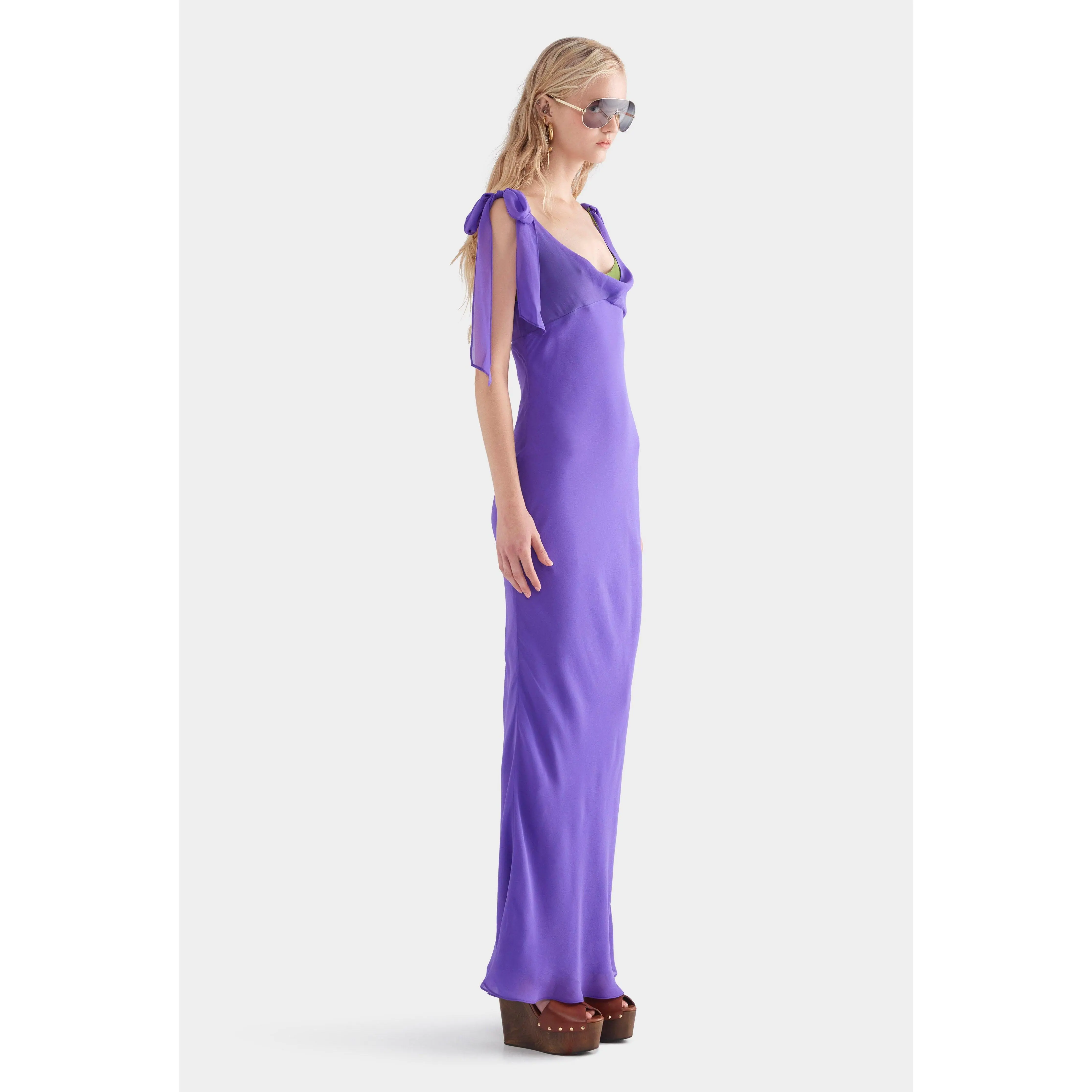 green and purple maxi dress Green & Purple Beaded Gown with Crystal Accents – VALDRIN SAHITI main image 1