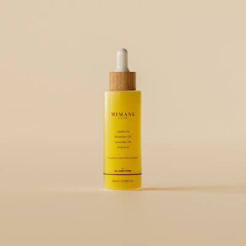 Mimane Glow – Growth & Strengthen Hair Oil | Lightweight Nourishing Formula | Jojoba, Babassu, Pumpkin Seed & Rosemary Oils + Vitamin E | For All Hair Types | 60 ml Daily Haircare
