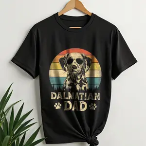 Vintage-Dalmatian-Dad-Dog-Lovers-Father's-Day-Tee-T-Shirt Menswear Top
