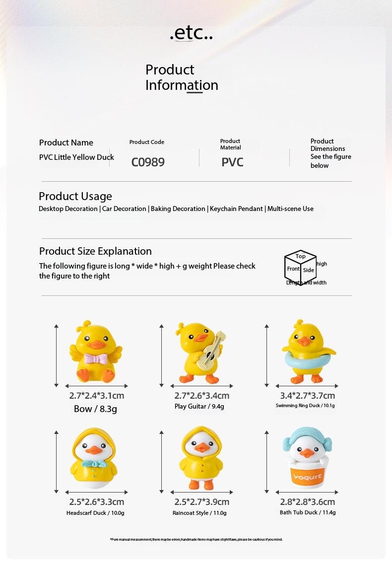2026 Yellow Duck Car Dashboard Decor, 6PCS Cute Duck Car Dash Decorations, Rear View Mirror Ornament, Cute Cartoon Style Desk Companions Interior Accessories for Home Office