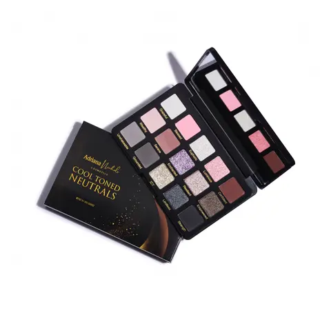 Adriana Nichole Cosmetics Luxury Cool Tone Neutral Palette - 15-Pan Defining Eyeshadow Palette with Matte, Shimmer & Duochrome Finishes, Pigment-Rich, Contains Neither Harmful Additives for Soft Glam Makeup