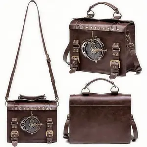 Steampunk Lady Crossbody Shoulder Bag-Where Gothic Lolita Aesthetics Meet Industrial Punk Style, Blending Dark Academic Chic with Everyday Wear Leather Satchel Purse