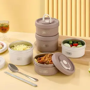 Food Grade Material New High Aesthetic 410 Stainless Steel Bento Box, Suitable for Salad Meat Noodles Fruits Desserts Soups