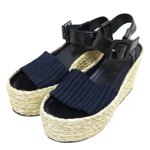 Pre-owned Celine Cotton Small Leather Goods Espadrille Platform Sandals