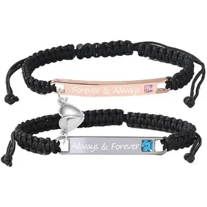 Forever Companion Bracelets, Couple's Matching Heart Bracelets, Pink Promise Bracelets for Couples, Long Distance Relationship Bracelets for Two Soul Mates, Valentine's Day, Couple Keepsake, Anniversary Symbol