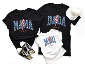 Mama Dada Mini 4th of July Tshirts, American Mom and Daughter Son Matching Tees, Dad and Baby 4th of July Matching Shirts, Retro Fourth of July Shirt Womenswear Clothing
