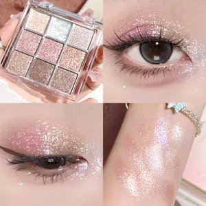 9 Colors Eyeshadow Palette Shimmer Glitter Easy To Color Brightening Daily Makeup
