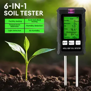 6-in-1 Digital Soil Tester - Soil Moisture, pH, Fertility, Temperature, Sunlight & Air Humidity Testing Tool for DIY Teaching Education Device (Battery Not Included)