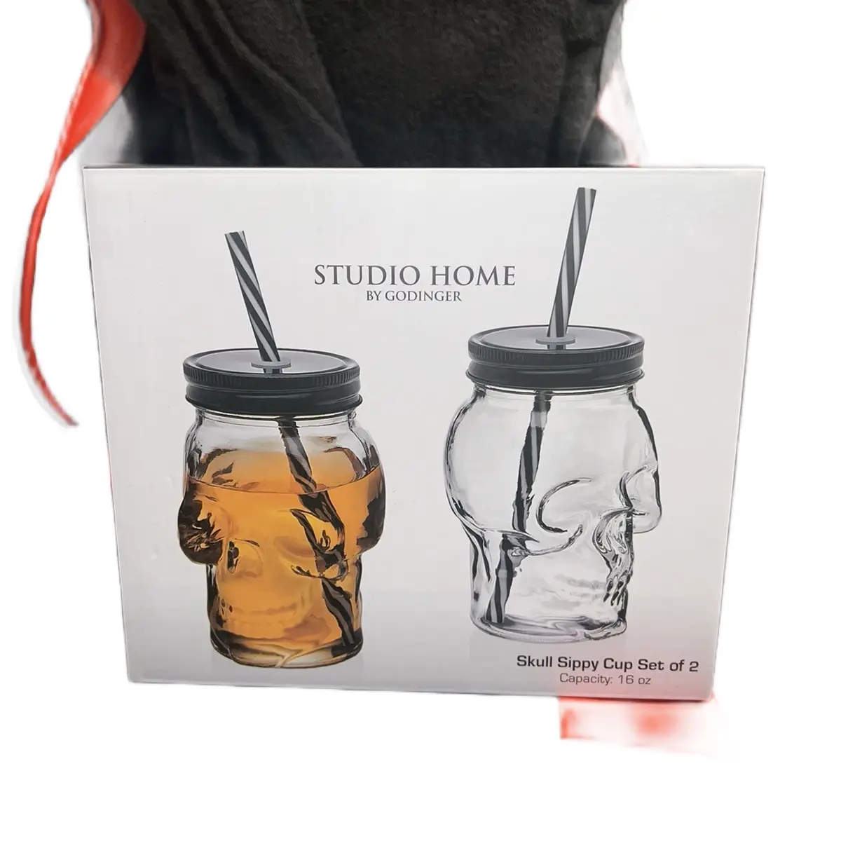 Set of 2 Glass Skull Sippy Cups - Perfect Drinkware for Kids