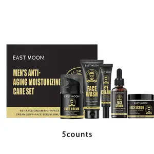 Men's Facial Care Set, 5 Counts/set Moisturizing Facial Cleanser & Eye Cream & Serum & Face Cream & Face Scrub, Hydrating Skin Care Kit for Men
