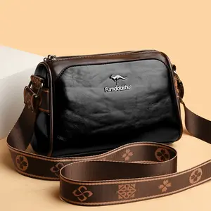 Stylish Vintage Leather Sling Bag,With Zipper Crossbody Bags for Women, Retro color Shoulder Bag saddle  bag  body  kiss  lock