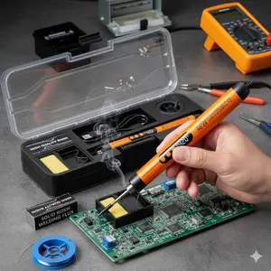 Rechargeable Wireless Soldering Iron with LED Display, Portable Digital Welding Pen for Electronics Repair, Circuit Soldering, DIY Crafts. Fast Heating, Precision Temperature Control, Easy to Use & Heavy Duty Durable All-in-One Tool.