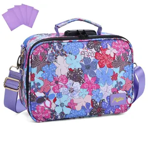 MAICHENG Smell Proof Bag with Combination Lock 10.2"x7.1"x4.3" Medicine Lock Box Travel Cosmetic Certificates Organizer Durable Water Resistant Easy to Clean Great Gift for Friend