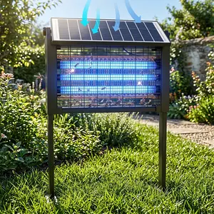 【DealsForYouDays】Solar-Powered Waterproof Electric Bug Zapper, Smart Light Sensor Rechargeable Mosquito & Fly Trap for Patio, Backyard, Camping—Effective for zapping bugs with zapper (Indoor & Outdoor Use)