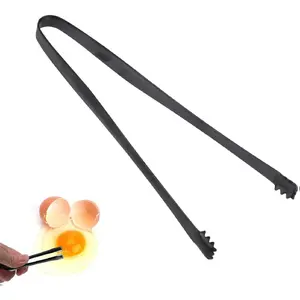 Egg Chalaza Removal Tool, Stainless Steel Toothed Egg Chalaza Remover Eggshell Fragment Remover Kitchen Tongs for Cooking Bakers Chefs Sturdy Utensils Lightweight Black