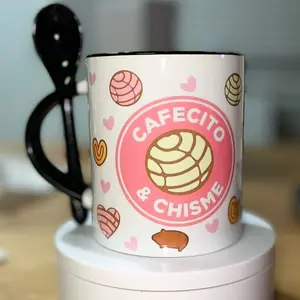 Pink chisme y cafecito coffee tea mug Ceramic Drinkware
