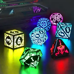 FONVGOGO Rechargeable RGB LED Dice Set with Numbered Dice Controllers, Multi-Sized DND RPG Accessory, Stylish Box, Long Battery Life, Gamer Gift for Outdoor Use Resin Dice Metal Dice Set