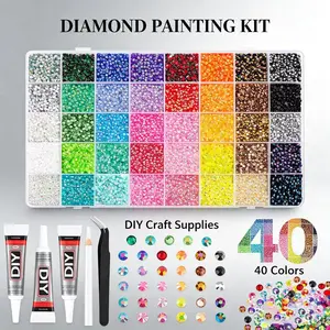 40 Colors Nail Art Rhinestones Kit with Glue & Tweezers, Flatback Crystal Diamond Painting Beads for Nails, DIY Crafts, Makeup & Clothing Decoration ， Makeup 、 Face Decoration 、 Resin Crafts