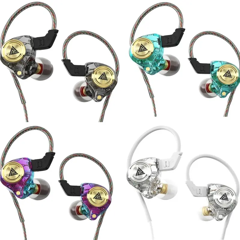 QKZ AK3 in Ear Monitor Headphones, Portable 3.5mm Wired Gaming IEM in-Ear Earphones Ear Buds, HiFi Stereo Headphone Cool White Clear Inear Monitors Earbuds for Singers Musicians with Mic IEM for Music Video Calling