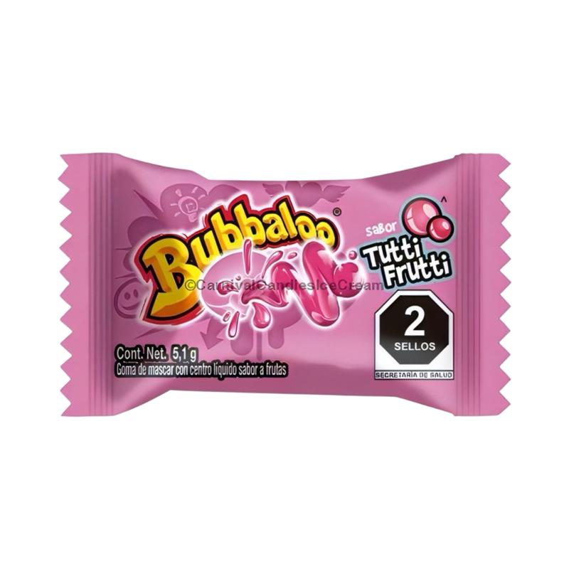 Bubbaloo Mix 4-Flavor (70 Pieces) Liquid-Filled Center Bubble Gum, Mexican Candy, Dulces Mexicanos, Flavors Fresa, Mora Azul, Banana, and Tutti Frutti