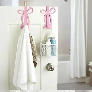 2 Bow Metal Hooks, Multi-Purpose Hook Set, Space-Saving Design, Easy Installation, for Girls' Room, Dorm, Cabinet, Bathroom, Bedroom, Kitchen