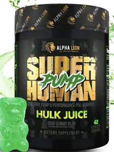 Alpha Lion SuperHuman Pump Hulk Juice - Stim-Free Pre-Workout with L-Taurine for Enhanced Vascularity & Performance - Energy Boost Supplement for Intense Workouts