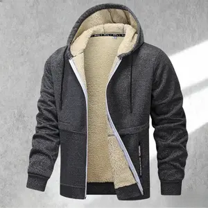 Classic Men's Hooded Warm Jacket with Fleece Lining, Skin-Friendly Thermal Insulation, Adjustable Hat, Ribbed Hem, Urban Commuter Trendy Windproof Coat Casual Coat Beige tiktokshopspringglowup