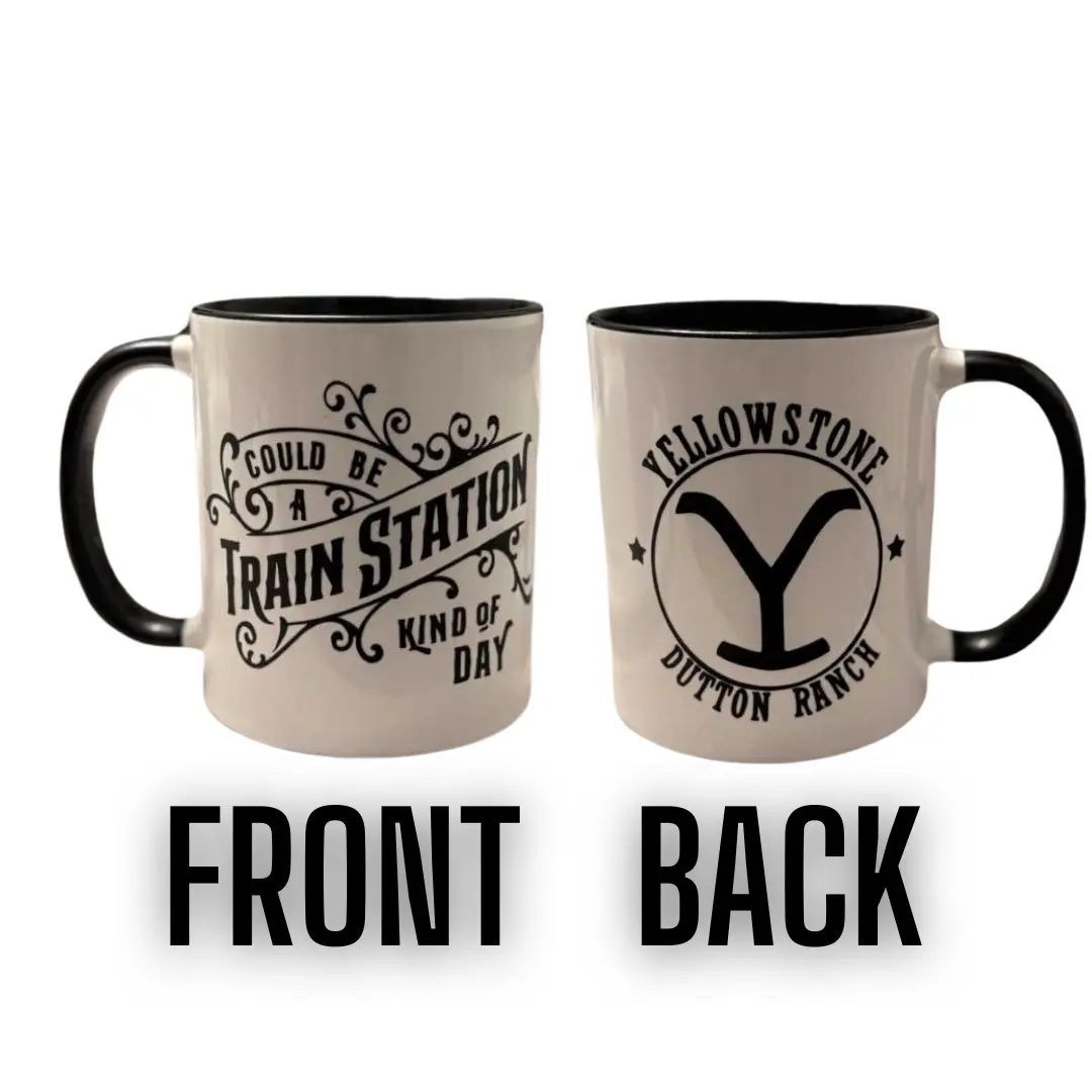 Yellowstone Custom black and white mug Ceramic Washable Reuse Coffee Drink Drinkware