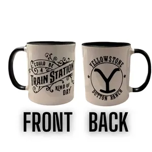 Yellowstone Custom black and white mug Ceramic Washable Reuse Coffee Drink Drinkware