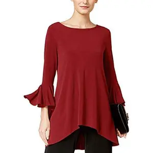 Alfani Womens Jersey Hi-Low Pullover Top Red M