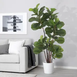 Lifelike Artificial Fiddle Leaf Fig Tree, Faux Fiddle Leaf Fig Tree Greenery for Indoor Outdoor Home Office Living Room Decor, Housewarming Gift