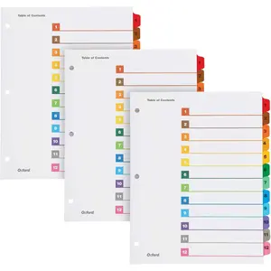 Binder Dividers, 12 Tabs Numbered 1–12, 3 Pack, Customizable Table of Contents Page, Reversible Multicolor Tabs, 3-Hole Punched for Binders
