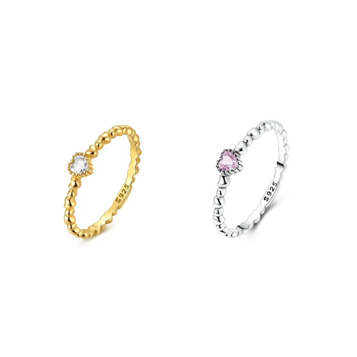 LAZA  925 sterling silver and 18K gold plated heart ring with sparkling cubic zirconia is a romantic gift for girls and women, perfect for Valentine's Day, anniversary, birthday