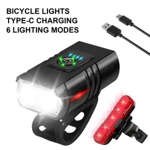 Portable LED bikes Light Sets USB Rechargeable Headlight, bike accessories, 6 Front Light Modes+4 Tail Light Modes, Safe And Portable LED Bicycle Light Sets, Aluminium Housing And Rear Light Saftey for Cycling, super bright bike light