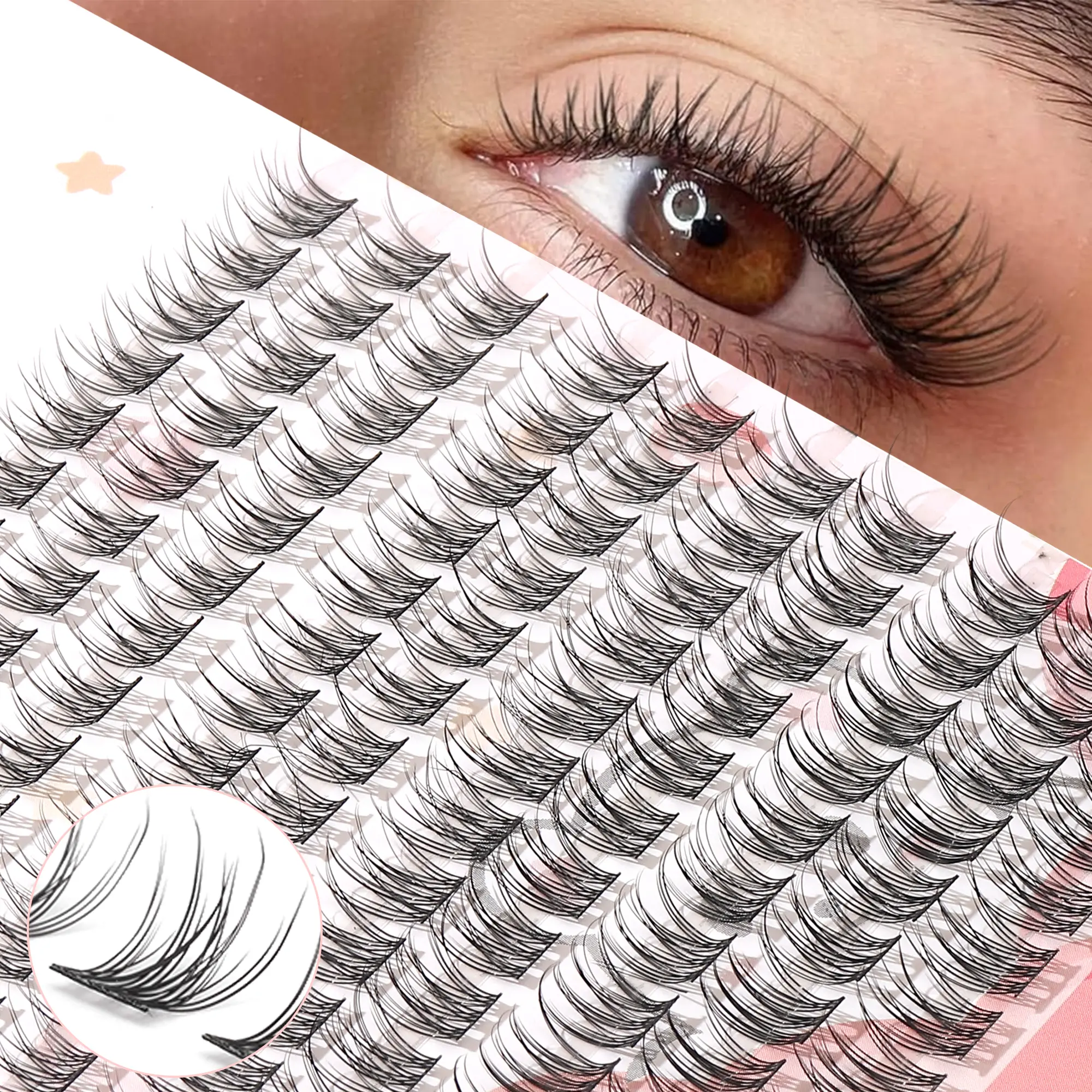 120pcs Fine Lash Extension - DIY, Natural Cartoon Style,11mm C Curl Short Individual Lashes, Suitable For Beginners, Reusable,  Clusters,Eyelash Clusters,Individual Eyelashes,Lashes,Fake Lashes