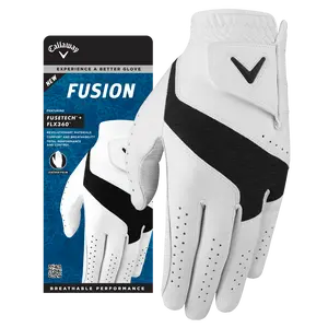 Callaway Golf Fusion Men's Golf Glove in White/Charcoal | Size: Cadet Large