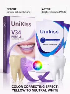 Unikiss Purple Teeth Whitening Strips - 7/21 Whitening Sessions - Non Sensitive Teeth Whitening - Peroxide-Free