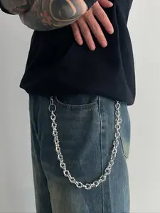 Men's Punk Skull Waist Chain, Alloy Metal Body Chain for Pants Decoration, Street Style Jewelry for Music Festivals & Halloween Decorations, Streetwear