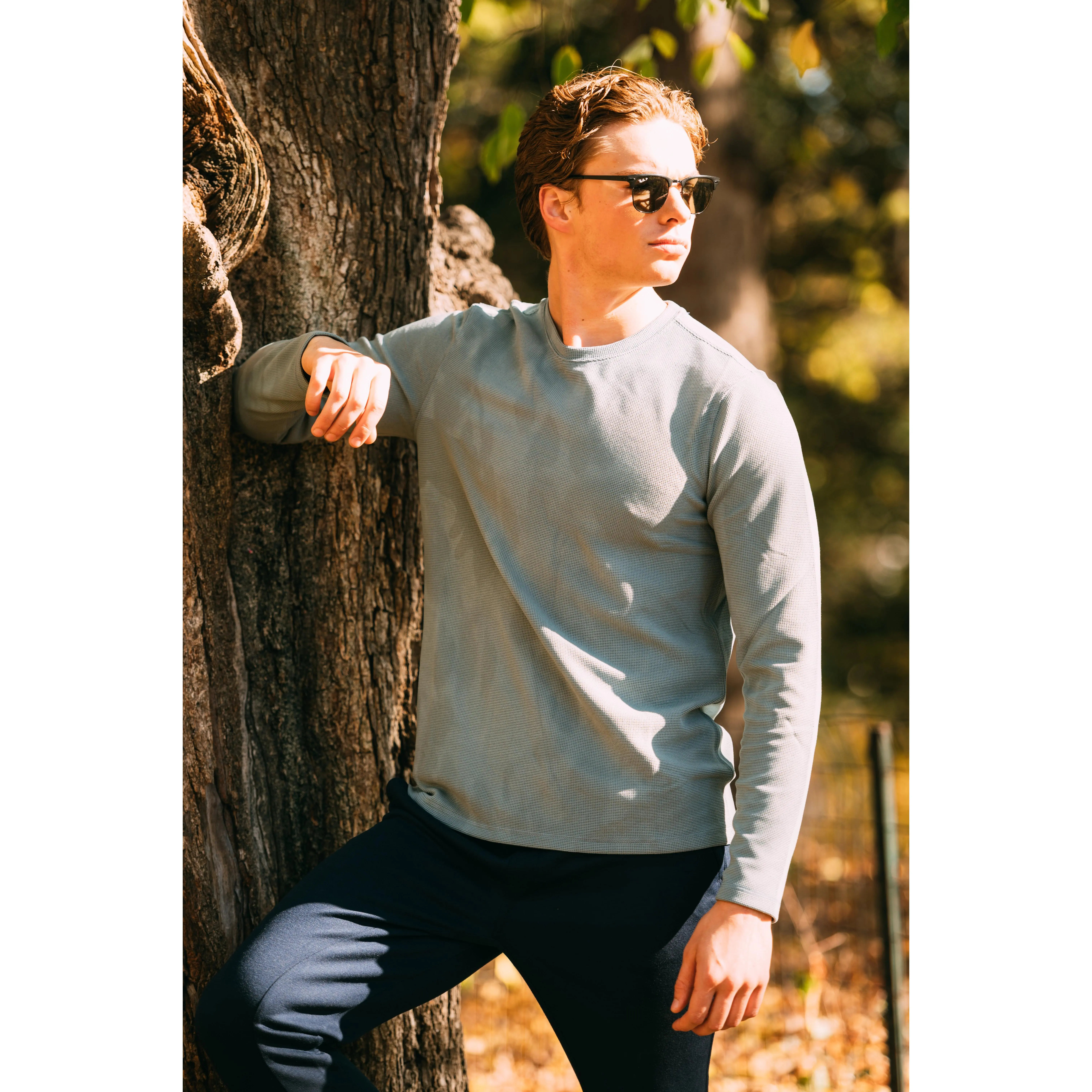 Mens Supreme Hyperlite Waffle Long Sleeve Crew Neck Shirt Casual Activewear