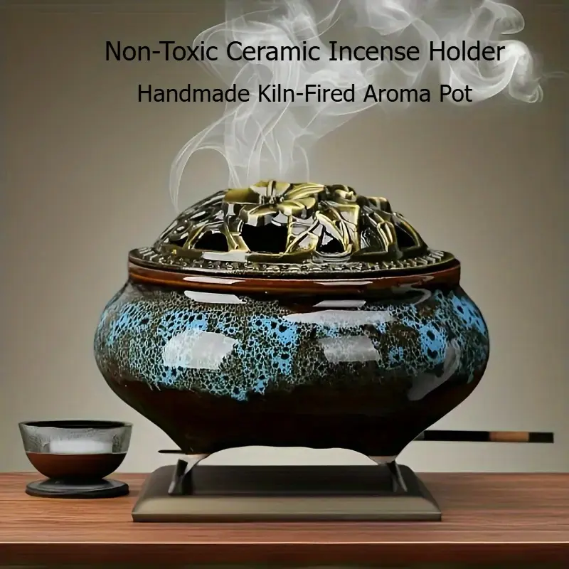 Chinese Kiln-Change Ceramic Incense Burner, Multi-Color Series, Traditional Scented Fragrance Holder, Home Decor, Home Fragrances, Artisan Crafted