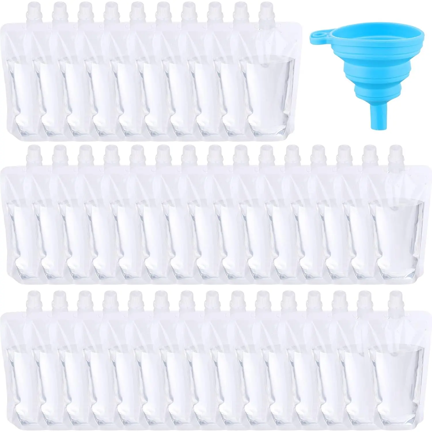 8 oz Sturdy Collapsible Disposable Plastic Storage Bags with Screw Caps, 300-Count Leakproof Liquid Containers for Travel, Fishing (Home Supplies Organizer Bulk Bags)