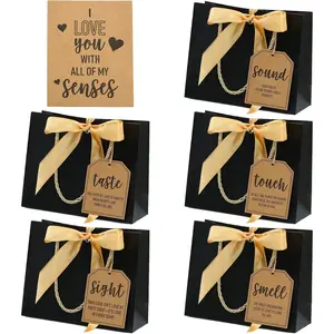 5 Senses  Bags with Labels for Him or Her&1pc I Love You with All My Senses Tag -  for Boyfriend,Girlfriend,Husband,Wife,7.5" Five Senses  Bags for Anniversary,Birthday,Valentine  Idea (SET)