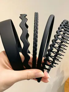 5pcs Simple Solid Color Wave Design Hair Hoop, Non-slip Hair Hoop, Fashion Hair Accessories for Women & Girls