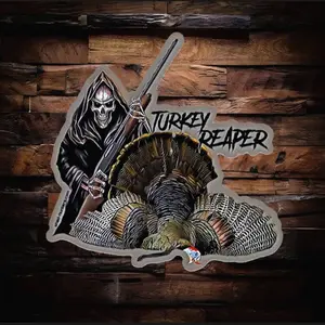 Turkey Reaper Wild Turkey hunting sticker, Laptop Water Bottle Decal Sticker