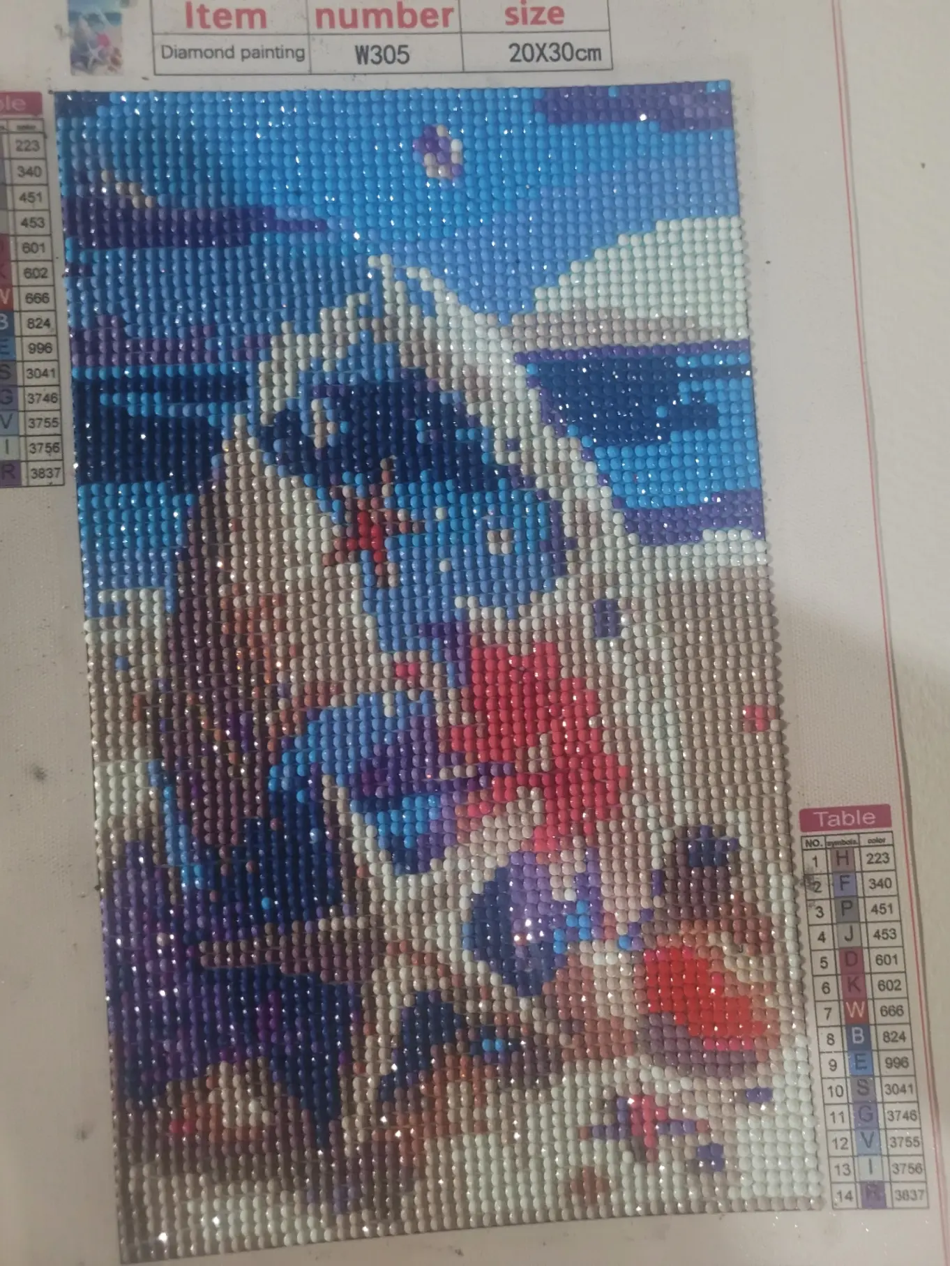 completed beach scene diamond painting