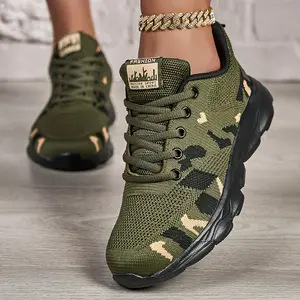 Women'S Camouflage Running Shoes - Lightweight, Breathable, Durable Fabric - Fashionable Lace Up Design Suitable For Outdoor Activities Sneakers