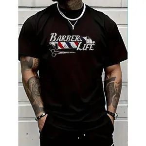 Vintage Barber's Pole Graphic Tee for Hairstylists — Christmas Gift T-Shirt, Women's & Men's Crew Neck Tops, Summer Vacation Tops